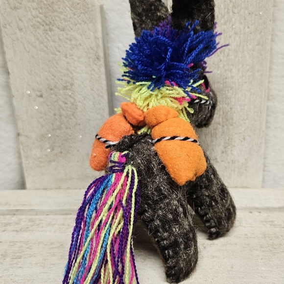 Hand Made Mexico Folk Art Donkey Fabric Cloth Multicolor Animal Hand Crafted - Picture 5 of 10